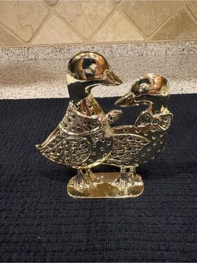 Vintage Duck Gold Toned Earring Holder